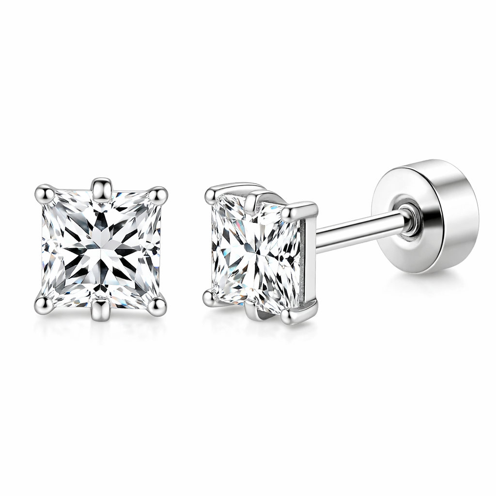 Orecchini punto luce quadrato