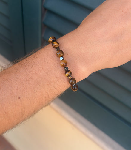 Bracciale in Pietre di Vetro Marrone & Argento