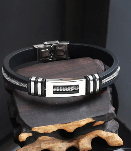 Bracciale Minimal Argento & Nero