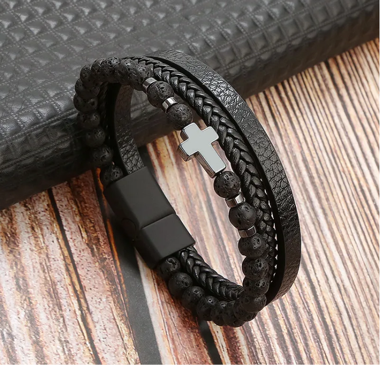 Bracciale MultiCross Nero & Argento